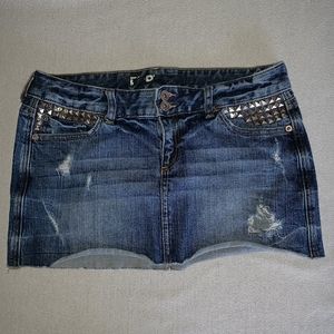 Express denim studded mini shirt